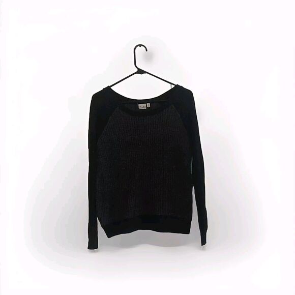 Mudd Sweater Black/Gray Long Sleeve Womens Size Small 100% Cotton - Picture 1 of 7
